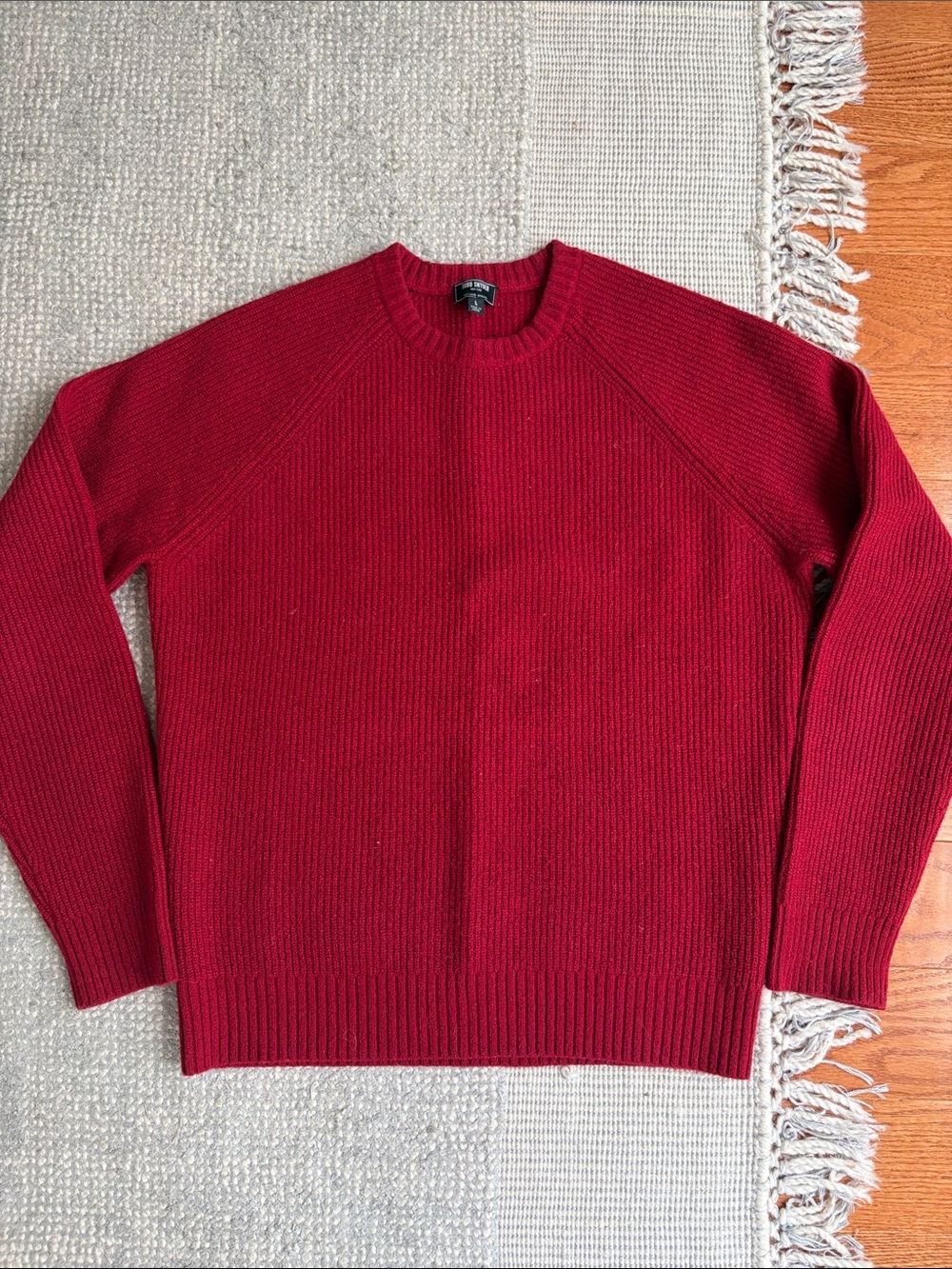 Todd Snyder Men's Red Crewneck Ribbed Sweater